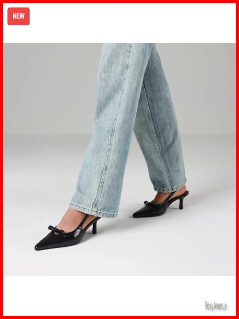 Faux Leather Kitten Heel Slingback Pumps Pointed Toe Bow Ankle Strap Party